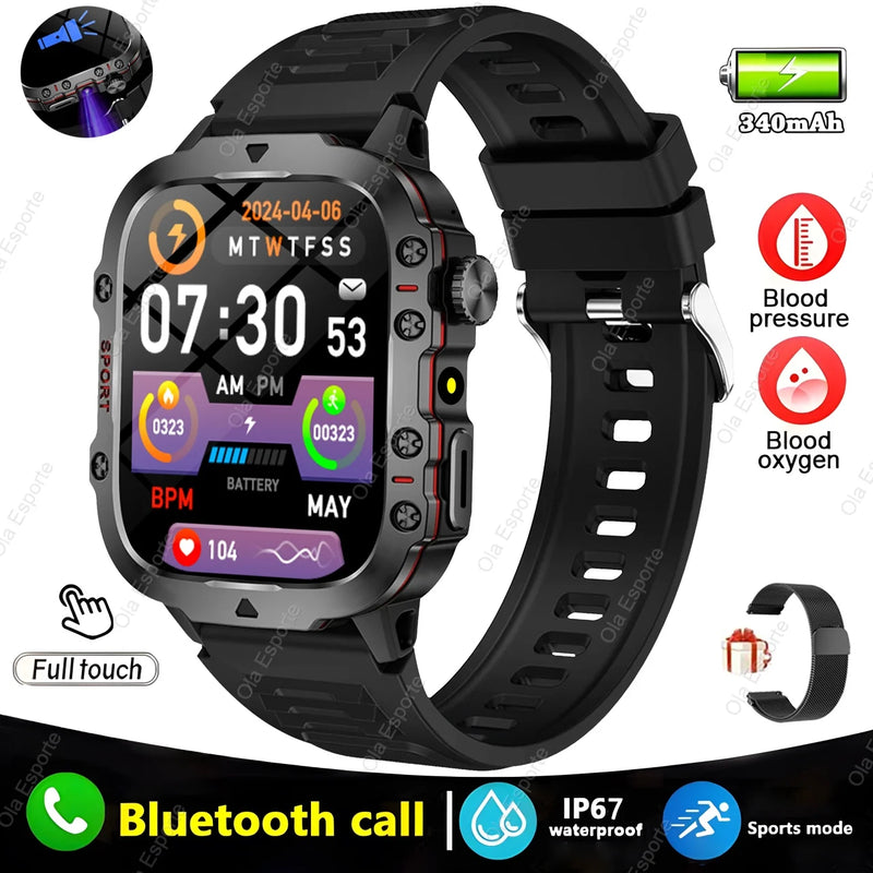 2025 For Huawei Xiaomi Military Smartwatch GPS Men Flashlight Waterproof Outdoor Sport Tracker HD Bluetooth Call Smart Watch New