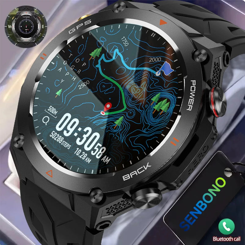 SENBONO Real GPS Smartwatch Men Answer Make Call Compass 650mAh Big Battery Fitness Traker Sport Men Smart Watch for Android IOS