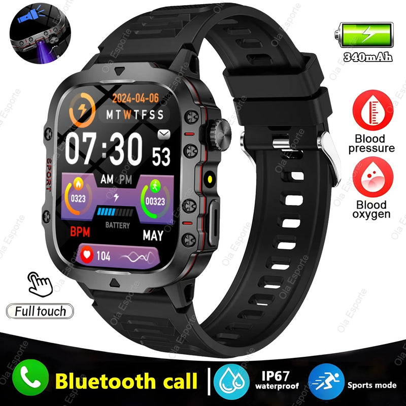 2025 For Huawei Xiaomi Military Smartwatch GPS Men Flashlight Waterproof Outdoor Sport Tracker HD Bluetooth Call Smart Watch New