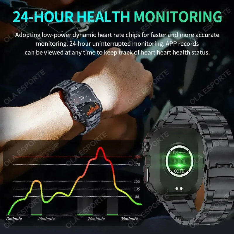 2025 For Huawei Xiaomi Military Smartwatch GPS Men Flashlight Waterproof Outdoor Sport Tracker HD Bluetooth Call Smart Watch New