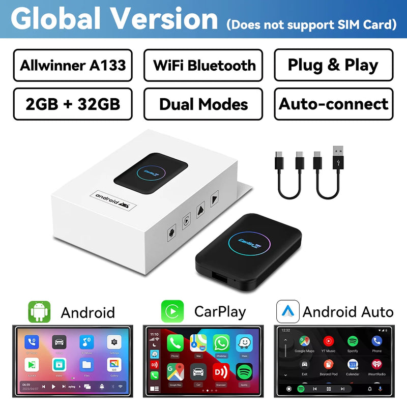 2024 CarlinKit Wireless CarPlay Android TV Ai Box 3 in 1 Android 10 Wireless CarPlay Android Auto Video Streaming Box 5G Wifi BT