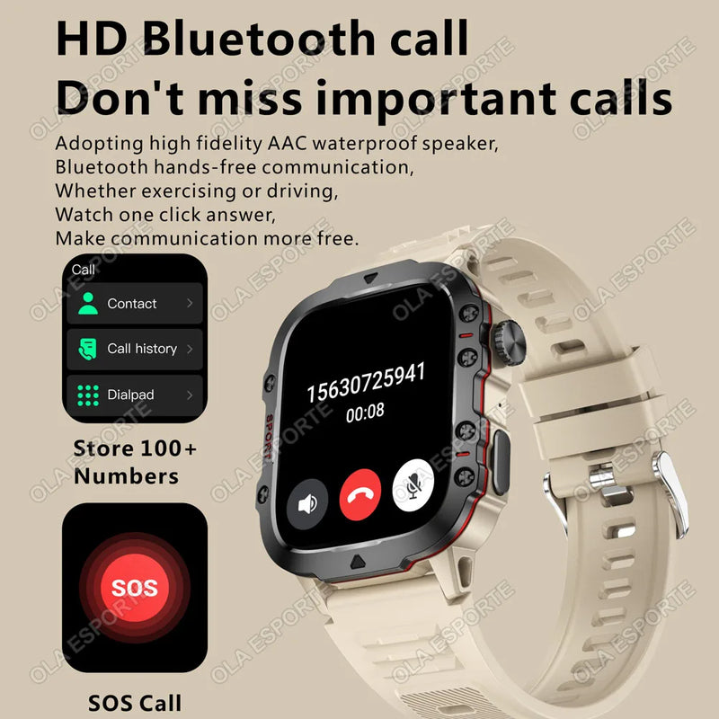 2025 For Huawei Xiaomi Military Smartwatch GPS Men Flashlight Waterproof Outdoor Sport Tracker HD Bluetooth Call Smart Watch New