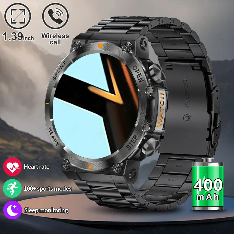 LIGE New Smart Watch Men Military Sports Fitness Tracker Blood Pressure Waterproof Watches BT Call Smartwatch For Women 400mAh