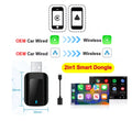 NEW 2IN1 Wireless CarPlay Android Auto Wireless Adapter Smart Mini Box Plug And Play WiFi Fast Connect Universal For VW Nissan