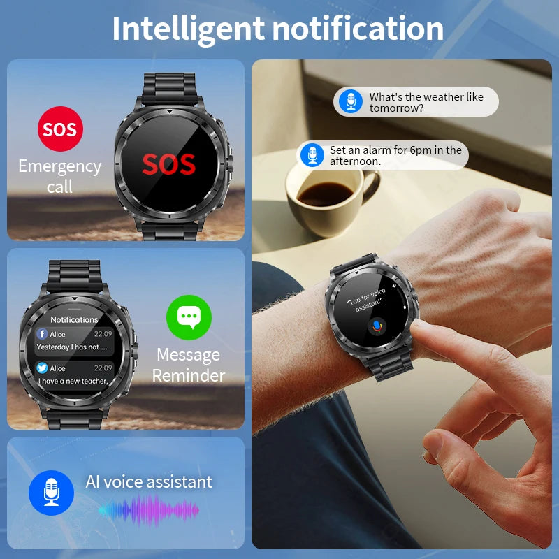 2025 New AI Medical Diagnosis Blood Lipids Uric Acid HRV Monitor Smart Watch Men ECG+PPG NFC Bluetooth Call Health Smartwatch