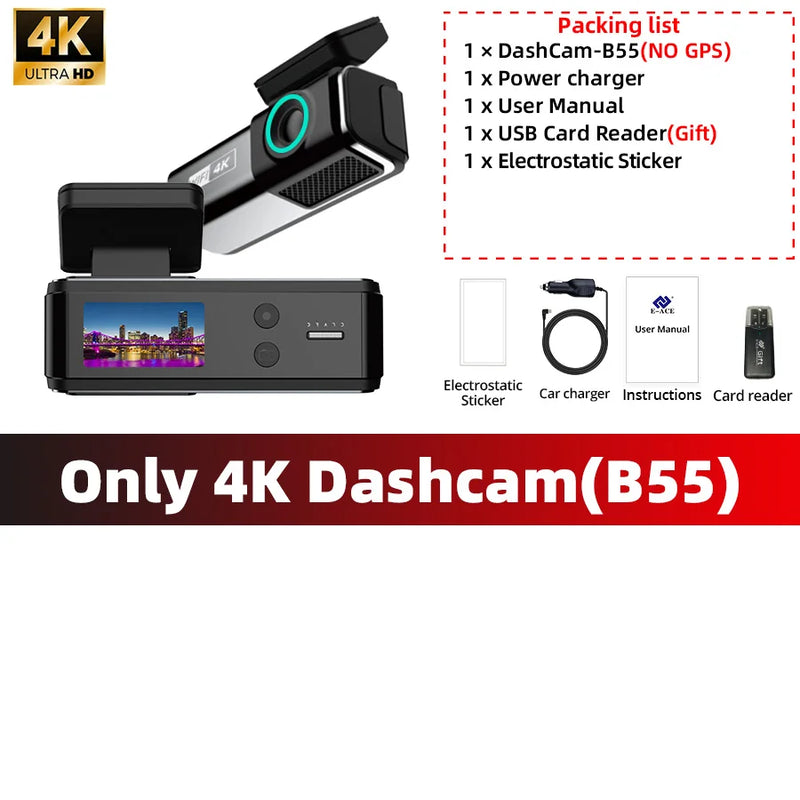 4K Mini  Dash Cam Easy Installation 1920*1080P Car DVR GPS WIFI APP Control 24H With Available 1080P Rear Camera B55