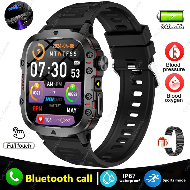 2025 For Huawei Xiaomi Military Smartwatch GPS Men Flashlight Waterproof Outdoor Sport Tracker HD Bluetooth Call Smart Watch New