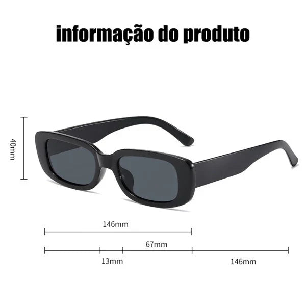 Óculos De Sol Hype Retrô Retangular Verão 2024 Moda Unisex Vintage